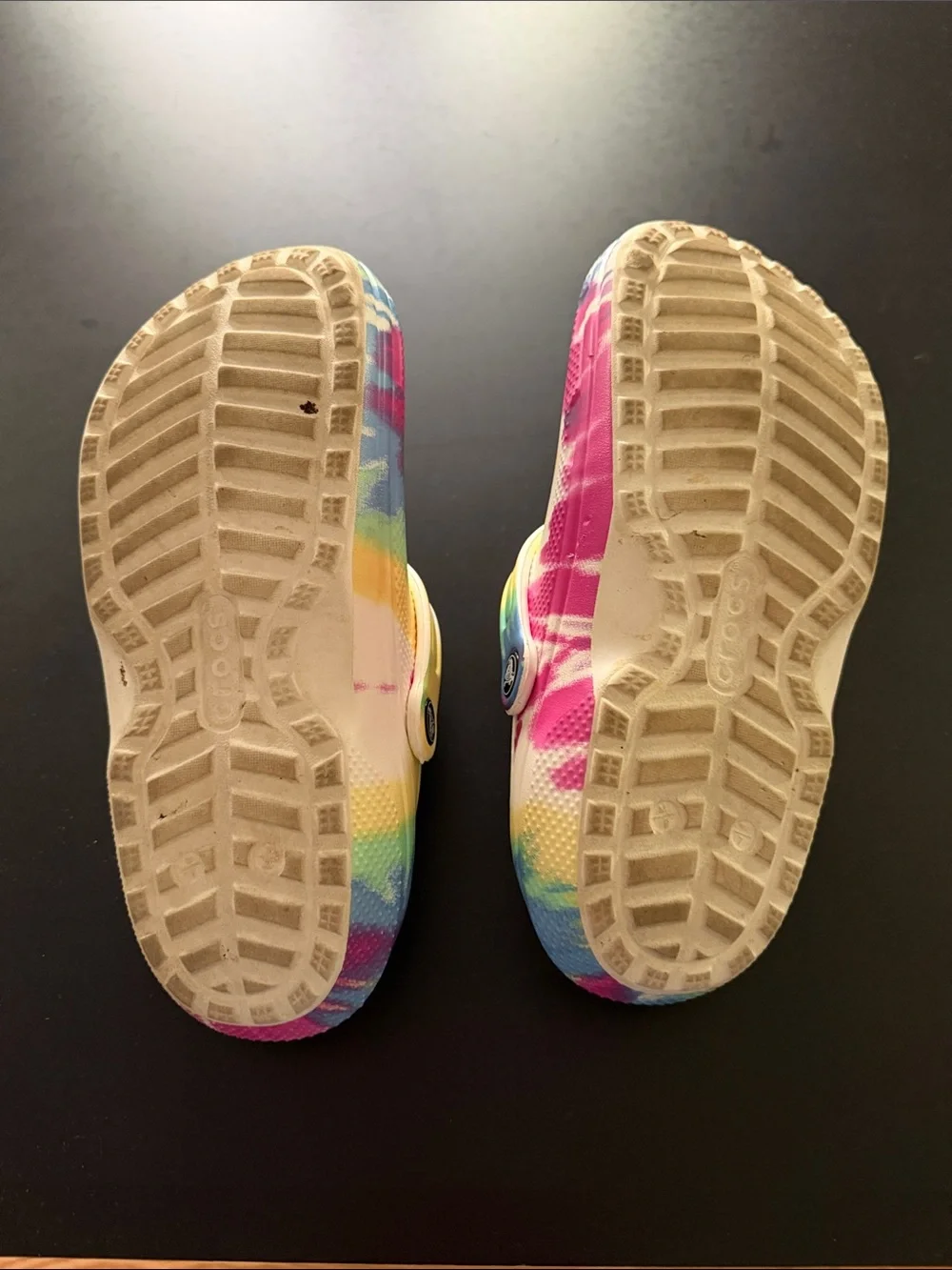 CROCS women’s Tie-Dye Clogs - Blue, Pink & Yellow